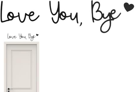 Bye Love You Wooden Script Sign Hallway Home Door, Wooden Love You Bye Door Topper, Modern Black Letter Sign Wall Art, Family Wall Art Modern with Glue Point for Valentine's Decoration