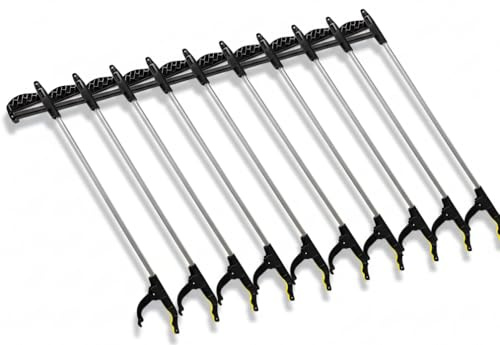 ANGEL 10er Set Greifzange 76 cm – Aluminium Müllgreifer mit Magnetspitze, Ergonomischer Handgriff, Müllzange & Greifhilfe für Senioren, Haushalt, Garten & Abfallentsorgung