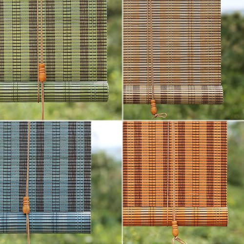 ZHENCHAO Bambusrollos für dekorative Innentüren und Fenster, natürliche Holzrollos für Gartenpavillons und Terrassen, Sonnenschutz mit vertikalem Verdunkelungsdesign, Breite 60 120 cm, idea