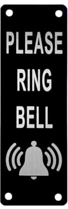 Please Ring The Bell Sign, 5×15cm Metal Aluminum Doorbell Sticker With Adhesive and Pre-Drilled Holes for Front Door or Wall Mounting (Black)