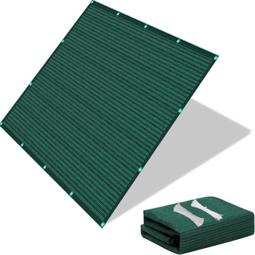 Garden Fence 320 x 430 cm 220G/M² HDPE Wind and 95% UV Block, Balcony Cover Balcony Cladding with Rope and Cable Ties for Railings/Outdoor/Garden, Dark Green