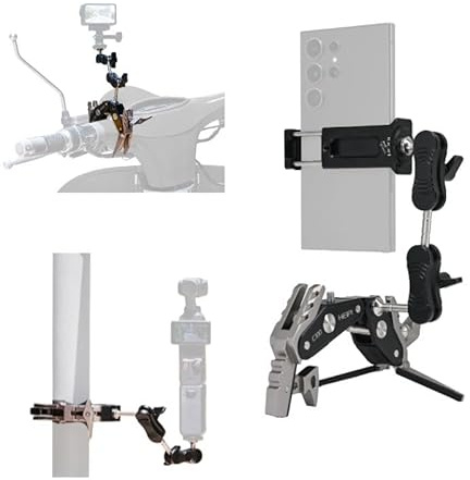 HEIPI C100 Super Clamp & MA137 Magic Arm & Phone Clip, Max Clamping 10cm | Klemm- und Ständer-Design Max. Klemmung: 10 cm. Dual Screw Mounts:0.6 cm-50.8 & 1cm-16 Universal für Stativzubehör