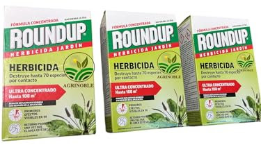 Herbicida total Roundup de 750 ml (3x250). Desherbarte De rápida y total eficacia, Sin residuos (lo mas parecido al glifosato) 330 m2.