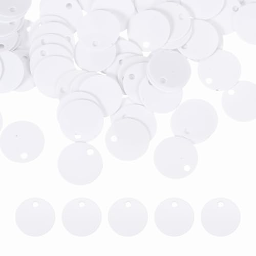 QUARKZMAN 600Pcs Lentejuelas Planas Redondas 10mm/0.4 Pulgadas Lentejuelas | Sueltas Blancas, Con Agujero De Un Solo Lado, Para DIY Bordado De Ropa Fabricación De Joyería