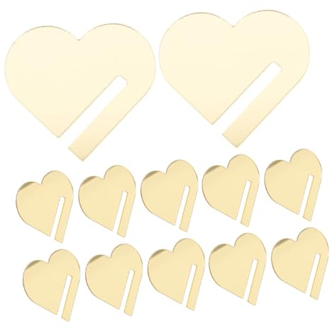 CIYODO 30pcs Heart Shaped Acrylic Drink Tags, Drink Identifiers for Stem Glasses, Golden Wine Glass Marker Charms, DIY Decorative Labels for Weddings and Martini Parties
