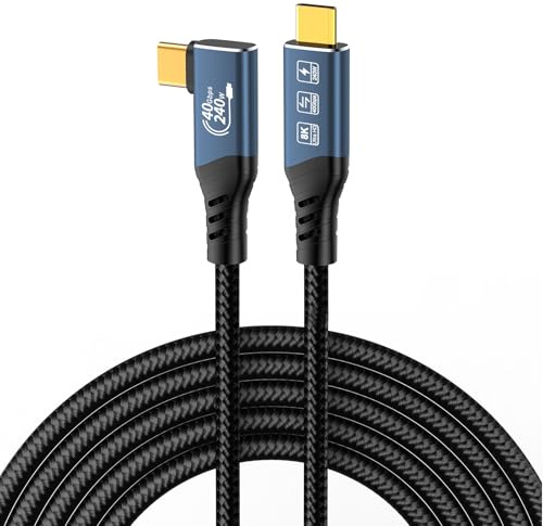 Lumitrex USB C auf USB C Thunderbolt 4 Kabel 1m, 240W Schnellladekabel mit 90 Grad, 40Gbps Datentransfer 8K 60Hz Video Kabel, USB4.0 Ladekabel für Laptop Monitor Handy Typ-C Geräte