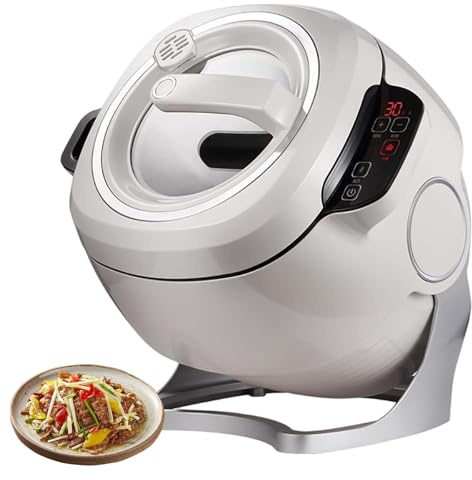 Commercial Food Processor Lazy Stir Fry Pan Cooking Machine with 3 Gears Speed & 6L Capacity 360° Rotatable Drum Type Fried Rice Machine for Stir Frying Stewing Cooking