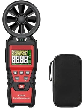 HT625 Digital Anemometer Portable Hand held Wind Speed Meter Windmeter LCD Backlight Display Temperature Humidity Meter(HT625A)