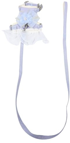 WEKAMOS Soft verstellbares Katzengeschirr mit Leine fluchtgeschütztes Mesh-Weste mit Tüllblume atmungsaktives Tier-Brustgeschirr für Katzen Kätzchen und Kleintiere