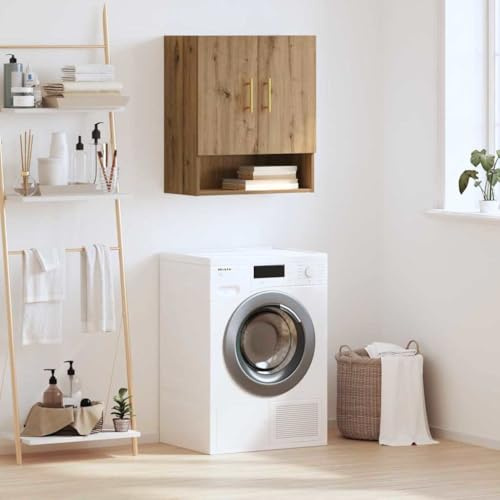 QUAHEAS Armoire murale, en chêne artisanal, 60 x 31 x 70 cm, en matériau à base de bois, armoire de rangement moderne pour garage, bureau, cuisine, meuble de rangement pratique