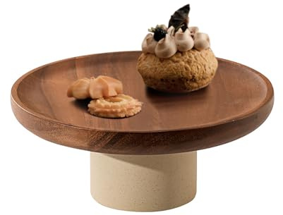 Soporte para tartas de madera maciza con cúpulas de arcilla para exhibición de postres y pasteles Soporte para tartas de madera y vidrio