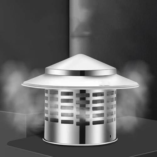 Kaminskydd skorstensskydd rostfritt stål 304, kaminhuva regnhuva skorsten med fågelskyddsgaller för ugnsrör ventilation och dekoration silver (160 mm/6 tum)