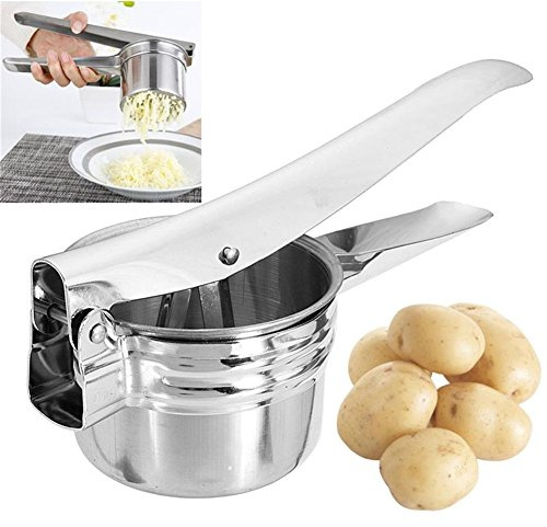 VALINK Stainless Steel Potato Ricer Masher, Fruit Vegetable Press Maker Juicer Crusher Squeezer - Easy Cleaning Household Kitchen Cooking Tools - 10.63 x 3.54 x 3.94 inch