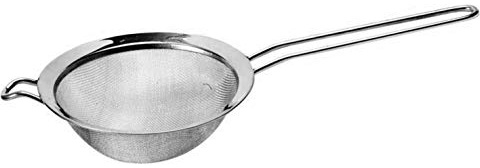 FACKELMANN Food & More Colador de Cocina Acero Inoxidable, Malla Fina, Colador de Tamiz, Borde Plano 10 Cm, Mango Acero Inoxidable, Color Inox, 31x12,5x4,5 cm, 1 ud.