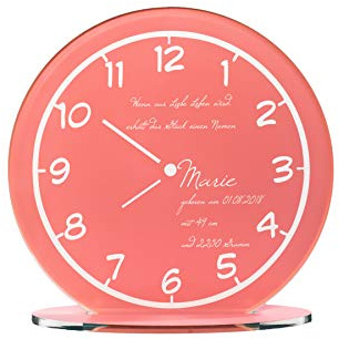 Geburts-Uhr mit deiner Wunsch-Gravur | Name, Datum, Gewicht, Größe und SPRUCH | originelles Geschenk zur Geburt zur Taufe