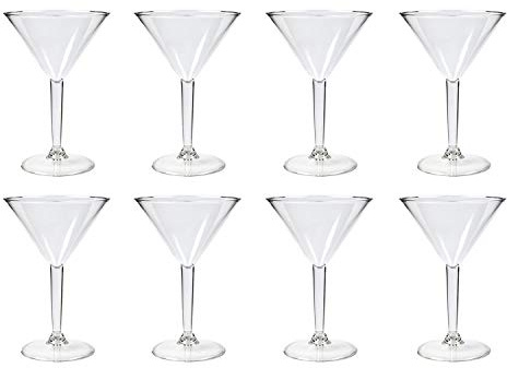 YöL 8x martini cocktail glasses set clear reusable plastic cup summer party picnic