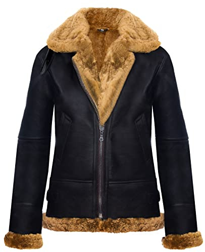 Infinity Leather Damen Kapuzenjacke Aus Schaffell B3 Leder Flieger Pilot