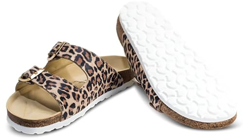 VITAFORM Pantoletten Damen Weite H Veloursleder | Sommerschuhe, Sandaletten, Sommersandalen, Naturkork-Fußbett, Komfortweite H, Größe 35-50, elegant, Handmade in Germany