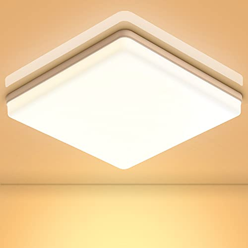 Dehobo LED Ceiling Light 48W Waterproof Bathroom Lighting Warm White 3000K, 4320LM Flush Mount Ceiling Light Indoor Modern Ceiling Lamp Square φ30*4cm for Bathroom Bedroom Living Room Office