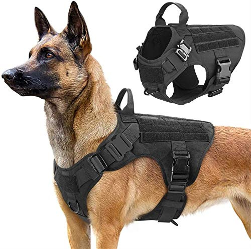 Hundegeschirr Hundeleine Training Arbeiten Einstellbare Metallschnalle Weste für Große Hunde Deutscher Schäferhund (Color : Black Harness, Size : M)