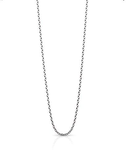 Paula & Fritz® Edelstahl Hals-Kette Damen Silber 3-mm Breit 390-mm Lang Herren-Kette Hals-Schmuck Rund-Ankerkette Frauen-Ketten Männer-Ketten