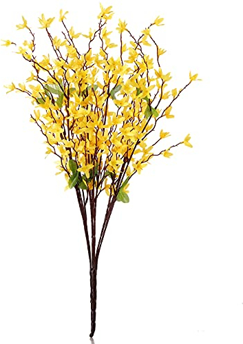 INIFLM Kunstblumen, Winter-Jasmin, 61 cm, Kunst-Jasmin, Kunstblumen, Winter-Jasmin, Blumensträuße für Outdoor, Hochzeit, Heim, Hof, Dekoration, 4 Stück (gelb)