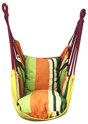 zxb-shop Swings Color Striped Swing Hanging Chair with Pillow Canvas Cradle Chair Hammock Home Indoor and Outdoor Seating Chair Swing 51.1x39.3 Inches Swing Outside Toys (Color : D)