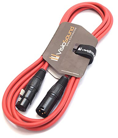 VisioSound Premium Microphone Lead Male XLR to Female XLR/Pro Noiseless Balanced Cable (3m, Red)