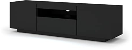 BIM Furniture Lowboard TV 150 cm - Universell Sideboard mit Laminierten Fronten, Hängend oder stehend - Fernsehschrank HiFi Schrank fürs Wohnzimmer Schwarz Matt