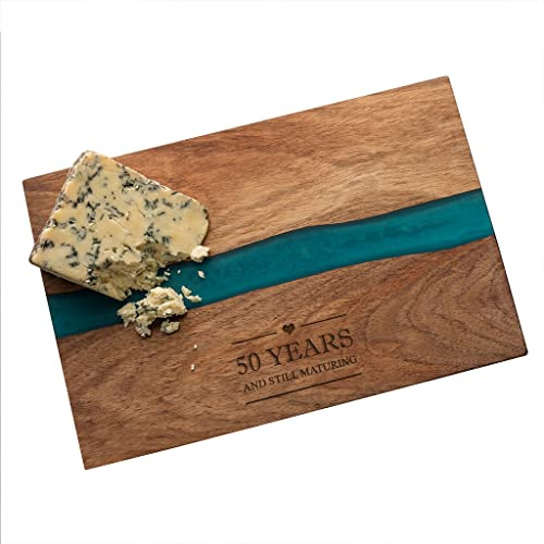 Engraved '50 Years and Still Maturing' Resin Cheese Board - Funny 50th Wedding - River Resin Chopping Board (River Board)