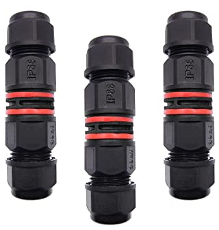 Waterproof Junction Box Outdoor Cable Connectors, 3PCS IP68 Connector External Sleeve Coupler, 2-Way Outdoor Extension Electrical Cable Protector for Home, Garden (2Pins/5-10mm)