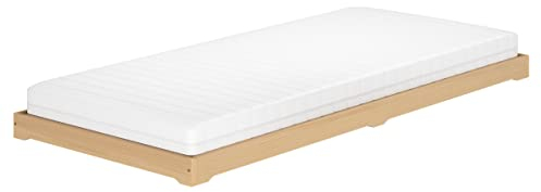 Erst-Holz Niederflurbett Bettrahmen Studenten Futon Bodenbett 90x200 Buche Massivholz V-60.66-09Rollrost und Matratze inkl.