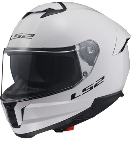 LS2, Full Stream II Glansig vit motorcykelhjälm, S