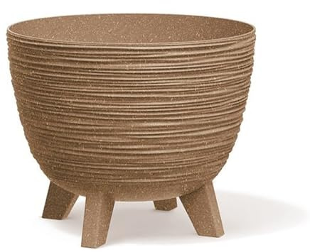 Prosperplast Furu Eco Wood-Naturo Blumentopf, Schale mit Füßen, Pflanzschale, UV-strahlenbeständig, Hergestellt aus Material, das bis zu 33% Holz enthält (⌀ 395mm)