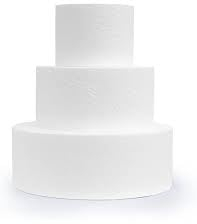 Kit 3 basi tonde in polistirolo per torte in cake design per copertura con pasta di zucchero o gomma eva. Misure Ø30xH5 cm - Ø20xH5cm - Ø10xH5cm