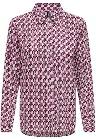 ONLY Onlalma Life Poly L/S Plisse Shirt Camicia da Donna, Magenta Purple/AOP:584 Posh