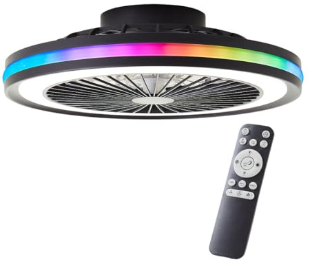 Brilliant LED-Deckenlampe mit Ventilator, 46,5 cm, Schwarz, Dimmbar