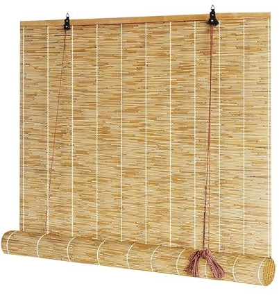 Natural Cane Roller Blinds Bamboo Roller Blinds Sun Protection Roller Blind Bamboo Breathable Roller Blind Outdoor Door Window Decoration