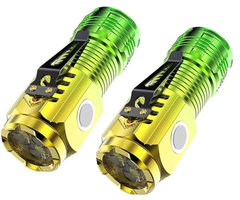 2PCS Three-Eyed Monster Mini Flashlight, Portable Mini Flashlight, Ultra Bright LED Flashlight, Rechargeable LED Torch, Waterproof Flashlight for Camping Hiking Emergency (Green)