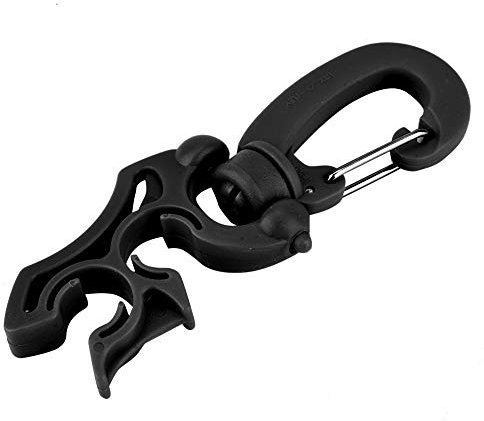 Alomejor Doppelter BCD-Schlauchhalter für Tauchen, Schnorcheln, Atemregler-Halterung, Schnallenhaken mit Einfachem -Design (Black)