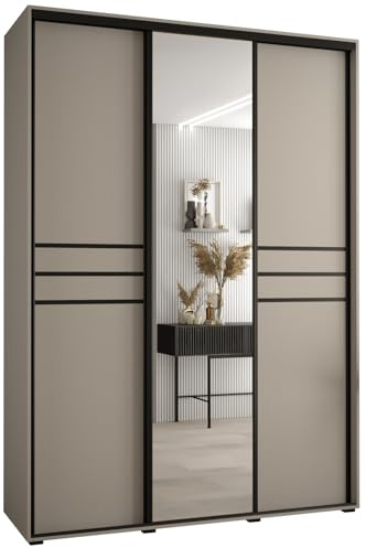 ABIKSMEBLE Armoire Dakota 11 Avec Porte Coulissante Miroir - Dressing Adulte - Penderie Vêtement - Garde-Robe - Placard - 3 Portes - Closet