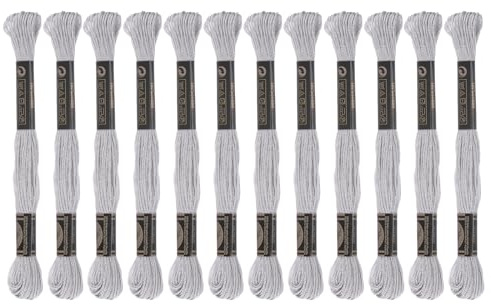 QUARKZMAN 12 Stränge Stickgarn 8m ägyptische Langstapel-Baumwolle Thread für Nähen Stickprojekte Armbänder Basteln Embroidery Kreuzstich Häkeln (Milchweiß)
