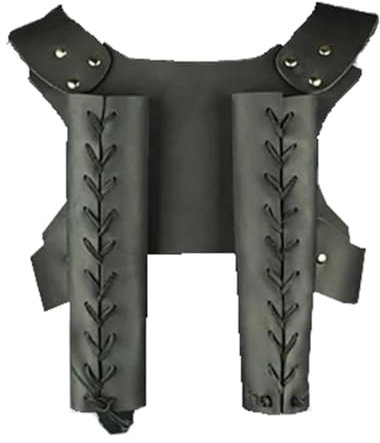 Cachorro Außenfechten Doppelschwert Frosch, Verstellbare Pu-Leder-Spitze, Mittelalterlicher Ritter Halloween Rollenspielkostüme,Schwarz