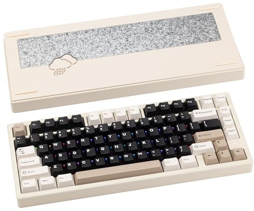 CutiePcs WOBKEY Rainy 75 Aluminio HMX/JWK Switches Teclado mecánico con acústica superior, con cable, BT, conectividad inalámbrica 2.4G (Pro - blanco)