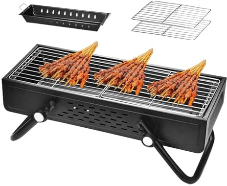 Barbacoa de carbón vegetal, parrilla de carbón vegetal grande sin humo | Barbacoa portátil para camping, barbacoa de acero inoxidable, barbacoa de carbón vegetal para camping, barbacoas,