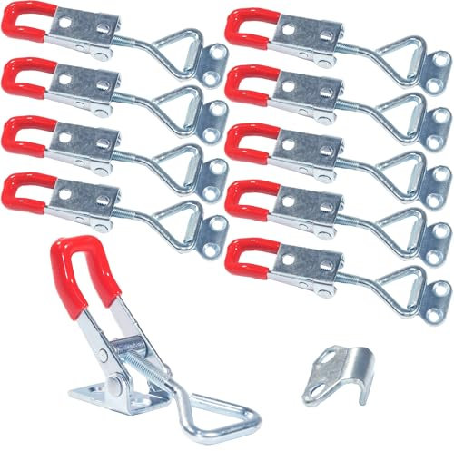 TIOMIOSEA Spannverschluss Edelstahl 10 Stück, Hebel Verschluss, Klein Kniehebelspanner Verstellbar, Einstellbare Kniehebelspanner Halten Kapazität Latch mit Schrauben für Kisten Schrank (Silber)