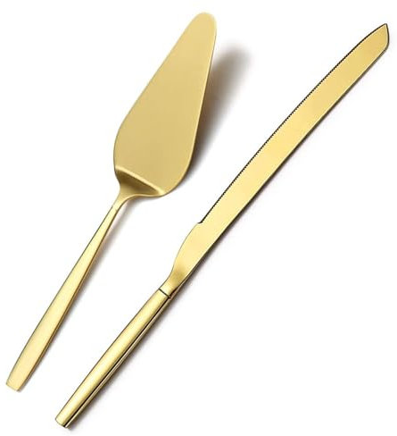 ZEACCT 2 PCS Coltello per Torta Nuziale in Acciaio Inossidabile, Set per Il Taglio della Torta per Il Matrimonio, Set da Taglio per Torte in Acciaio Inossidabile, per Matrimonio, Compleanno, Festa