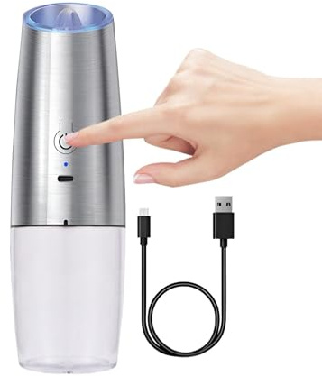 Electric Salt Grinder, Electric Pepper Mill, Salt Mill Automatic Grinder with Adjustable LED Light, Salt Grinder for Kitchen