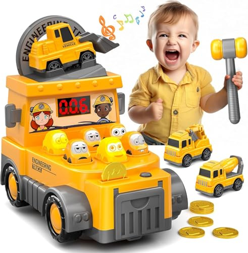 OBEST Baby Whack Spiel, Engineering Bauwagen Spielzeug, Mini Kinder Spielzeug Auto, 3-8 Jahre alt Jungen und Mädchen interaktive Puzzle-Spielzeug