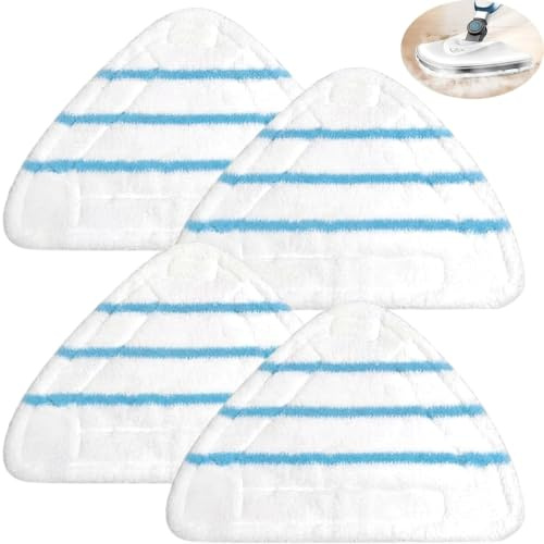 BRIOTA 4 Stück Dampfbesen Ersatzpads, Dampfreiniger Bodentücher, Mikrofaser Ersatztücher für die Meisten Dreieckigem Dampfreiniger Pads, Handdüse, Dampfreiniger